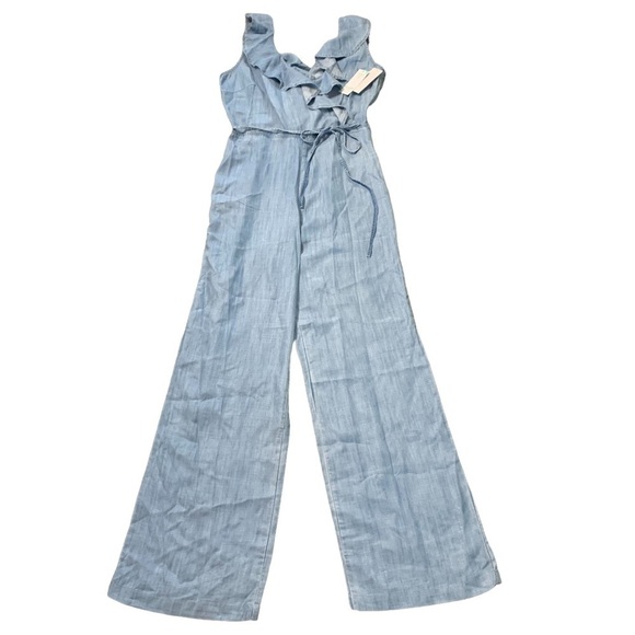 Guess New With Tags Tencel Ruffle Wrap Jumpsuit Size Medium - Picture 1 of 11